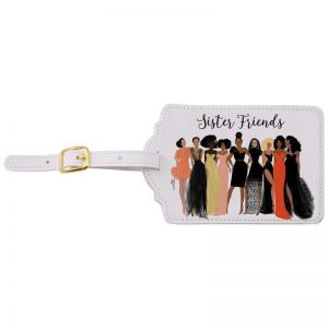 Sister Friends Black Art Luggage Tag