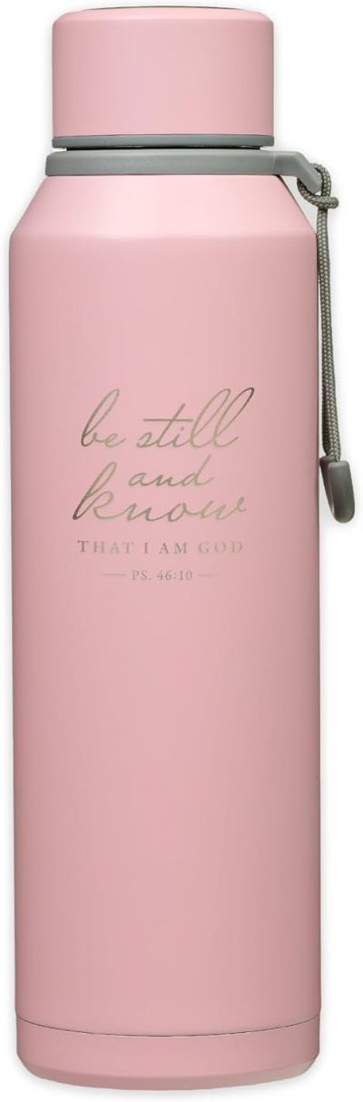 Be Still Pink Stainless Steel Water Bottle Psalm 46 10