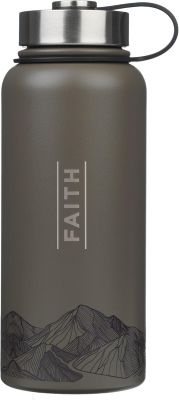 Faith Dusty Brown Stainless Steel Water Bottle  Matthew 17 20
