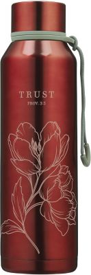 Trust Metallic Pomegranate Red Stainless Steel Water Bottle  Proverbs 3 5