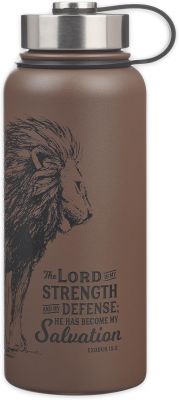 The Lord is My Strength Brown Stainless Steel Water Bottle  Exodus 15 2