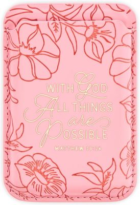 Things Are Possible Pink Faux Leather Phone Wallet Matthew 16 26