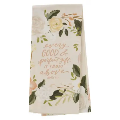 Every Good and Perfect Gift Peach Cotton Tea Towel James 1 17