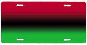 Red Black and Green License Plate